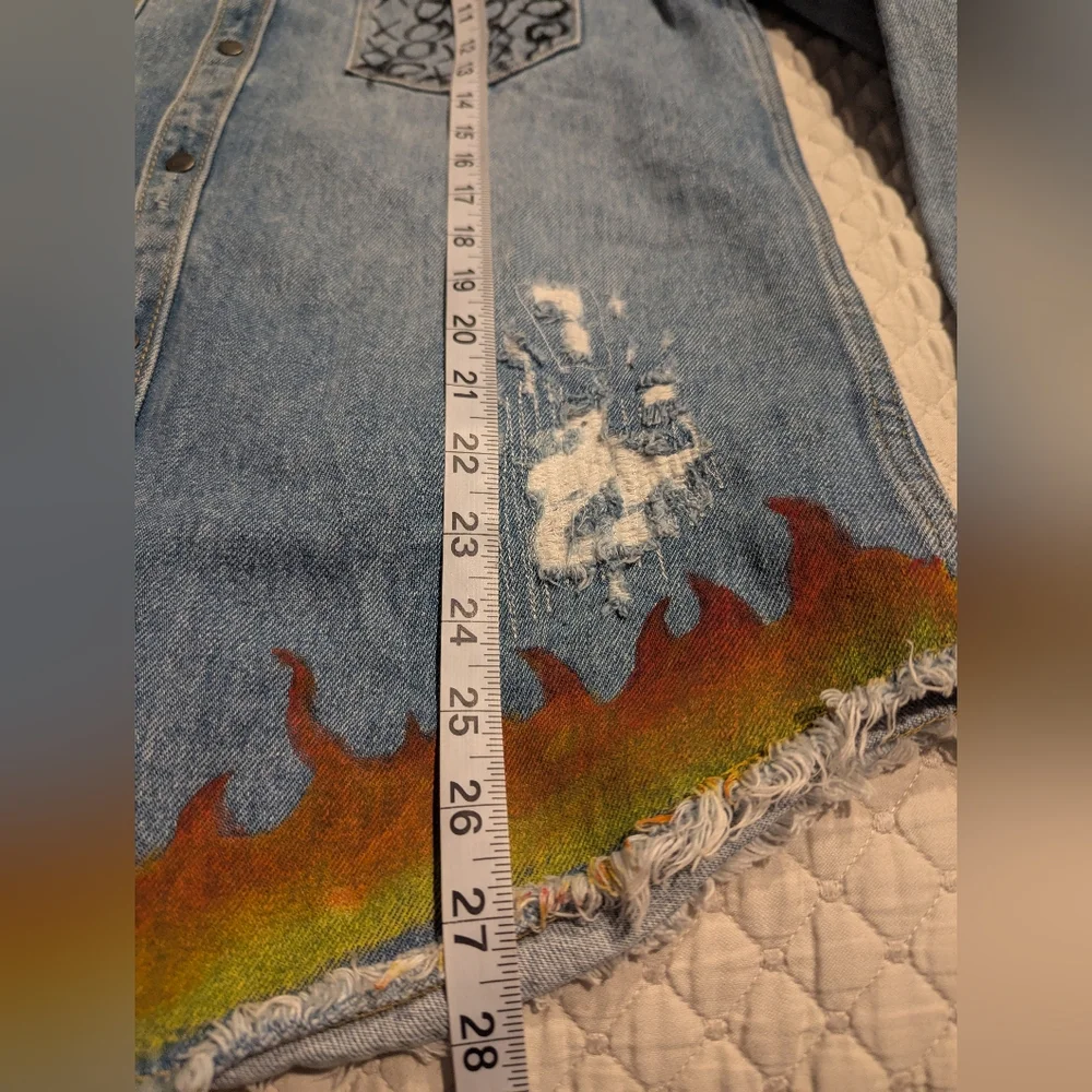 ZARA MAN Painted Denim Jean Jacket Medium Unisex - Picture 9 of 10